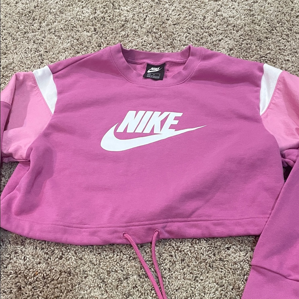 Nike Pink and White Cropped Top
